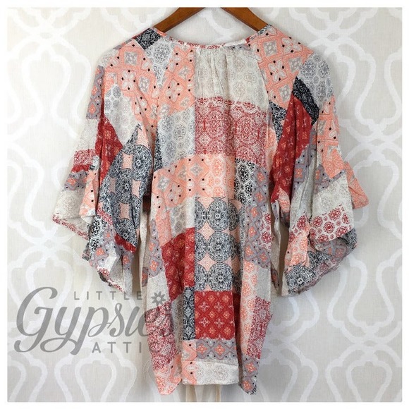 Big Bell Patchwork Sleeves Bohemian Top - Picture 5 of 12